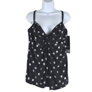 Miraclesuit Love Knot Tankini Swim Top 16W Black Polka Dot Underwire NWT SW-2077